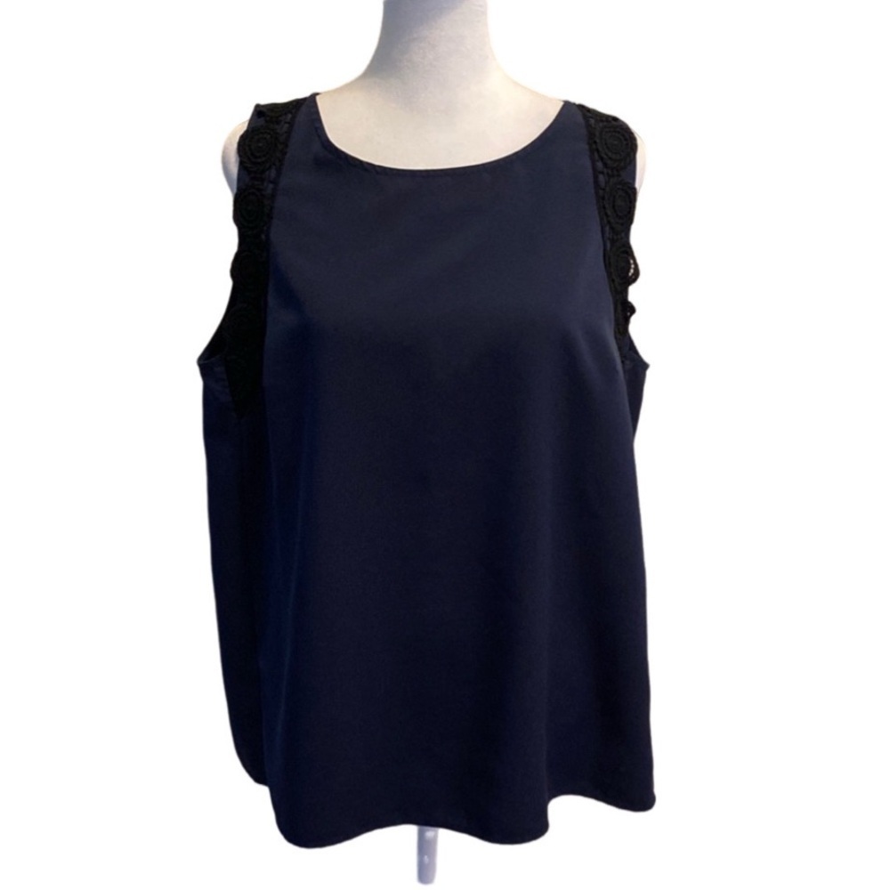 The Limited Blue Sleeveless Blouse with Black trim. Size L.